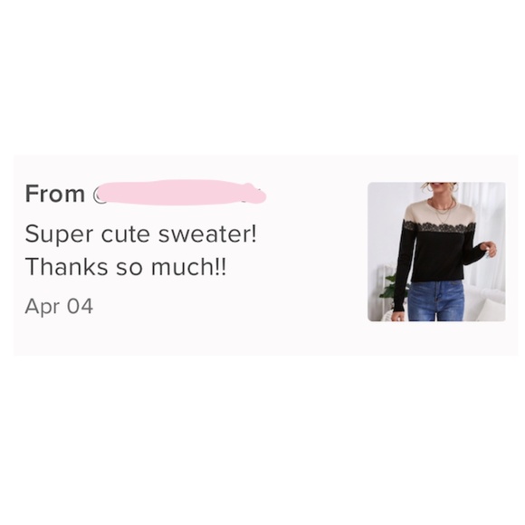 Lace Detail Black Beige Crew Neck Knit Long Sleeve Sweater Pullover - Picture 6 of 7